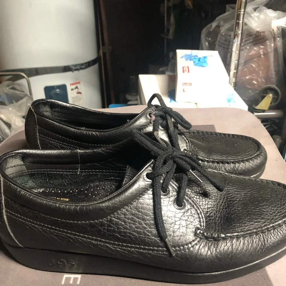SAS Amigo Men’s Black Leather Slip-On Lace oxfords Loafers Shoes Size 10.5W